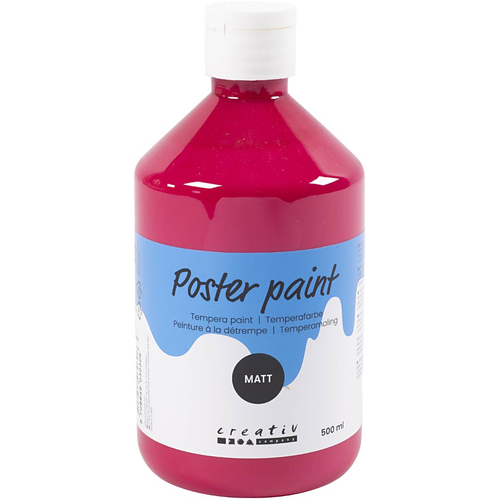 Creativ company tempera verf mat, primair rood, 500 ml 1 fles