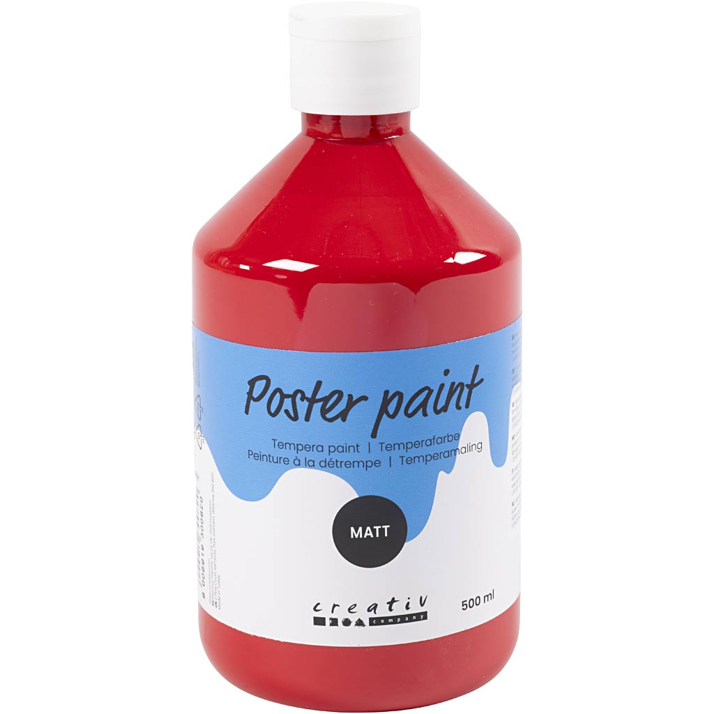 Creativ company tempera verf mat, donkerrood, 500 ml 1 fles