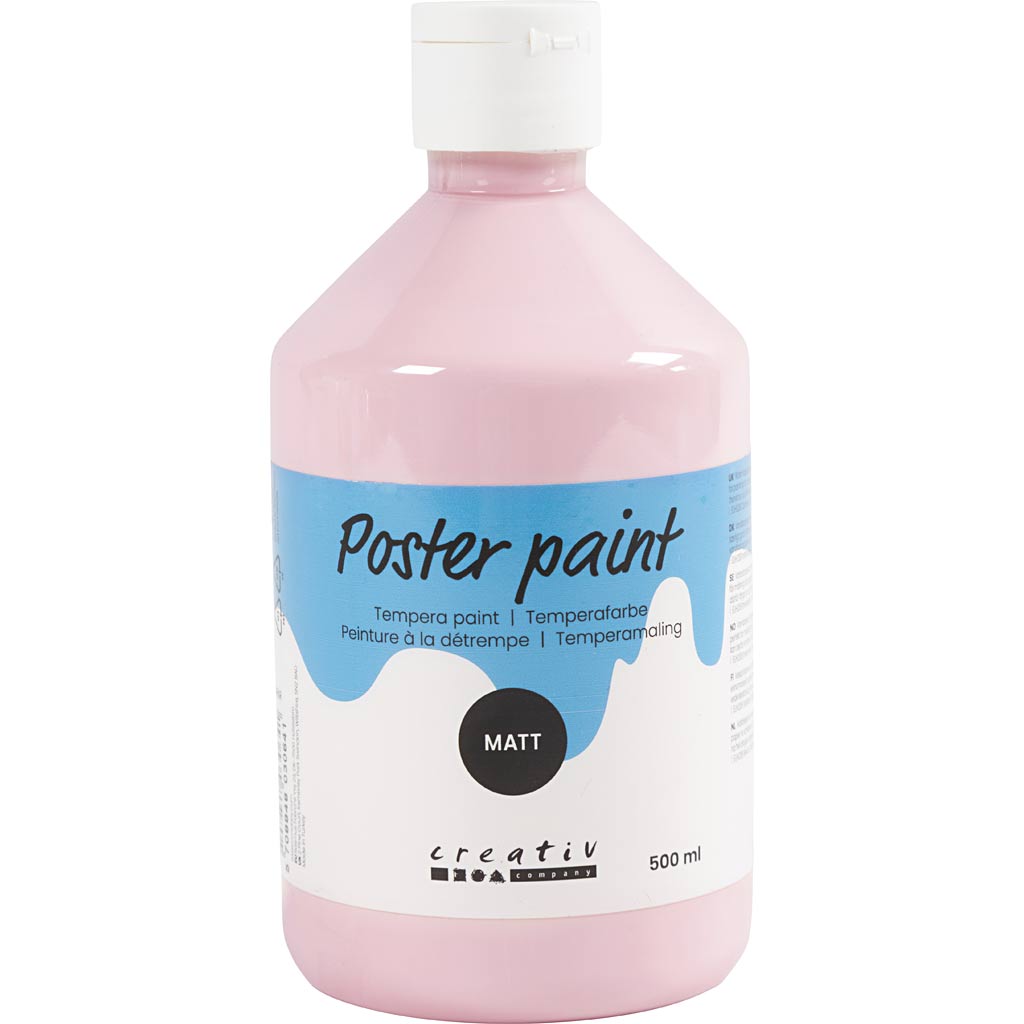 Creativ company tempera verf mat, roze, 500 ml 1 fles