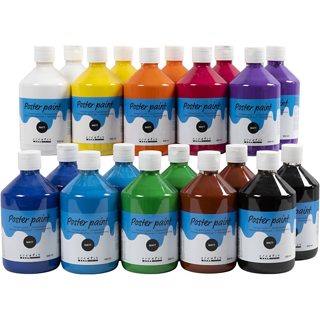 Creativ company tempera verf mat, diverse kleuren, 20x500 ml 1 doos