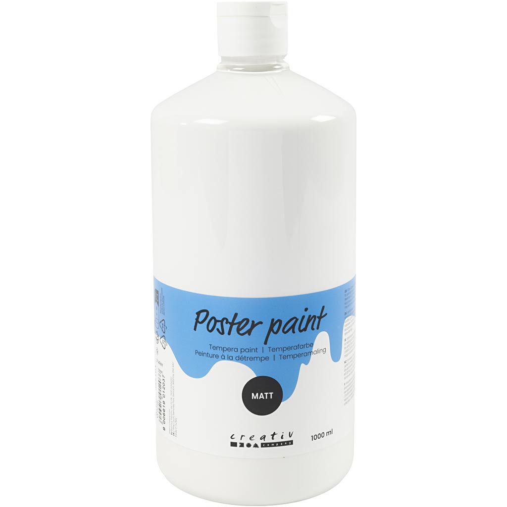 Creativ company tempera verf mat, wit, 1000 ml 1 fles