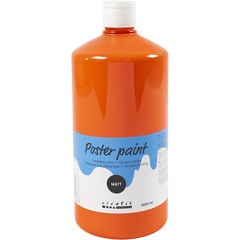 Creativ company tempera verf mat, oranje, 1000 ml 1 fles