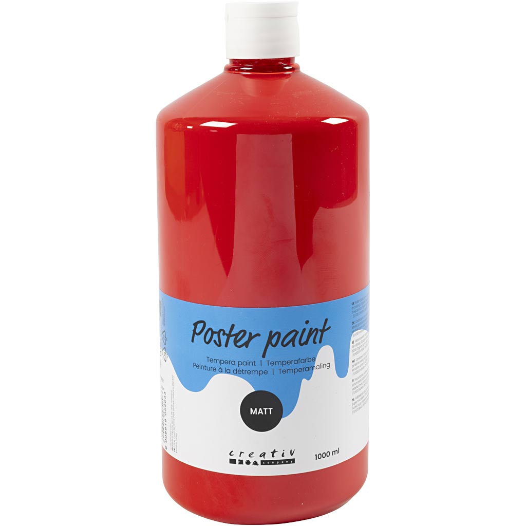 Creativ company tempera verf mat, rood, 1000 ml 1 fles