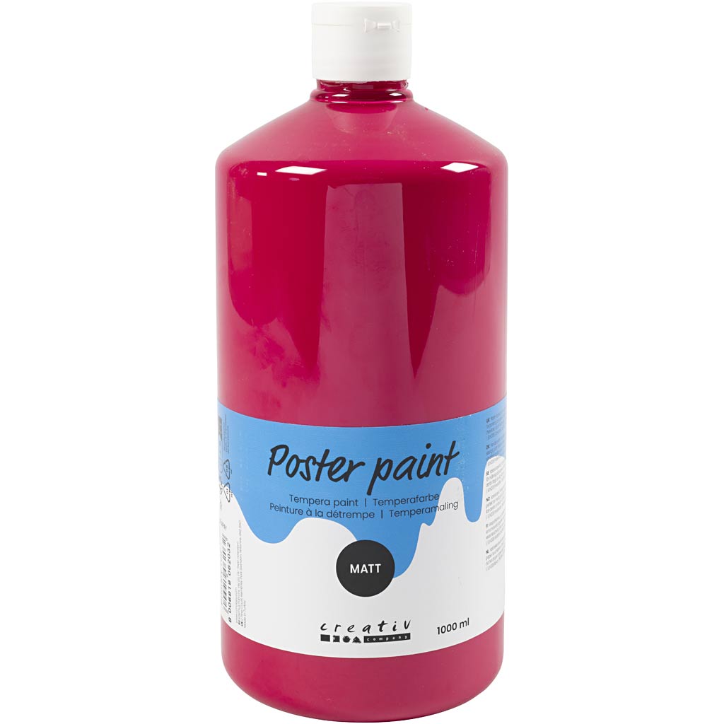 Creativ company tempera verf mat, primair rood, 1000 ml 1 fles