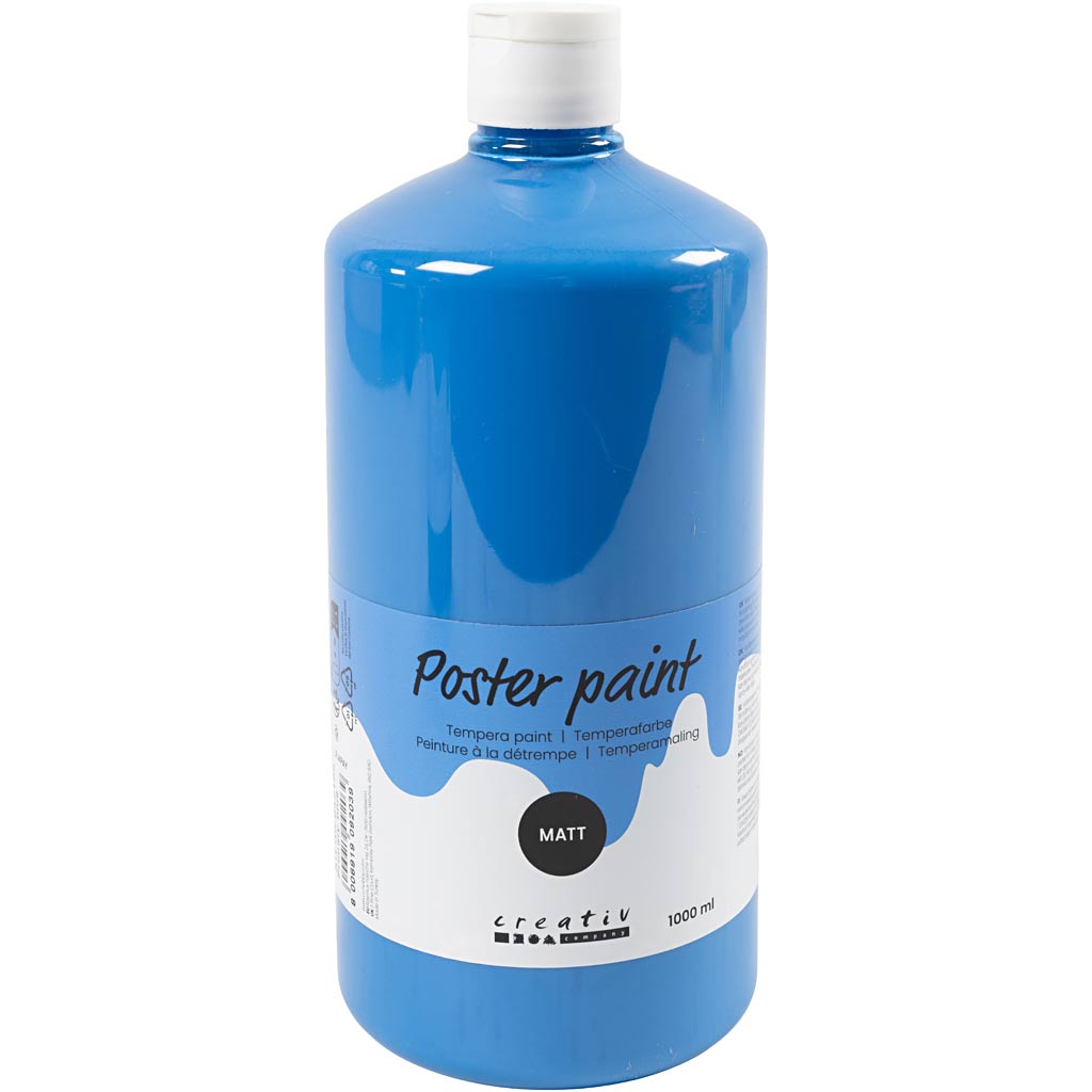 Creativ company tempera verf mat, primair blauw, 1000 ml 1 fles