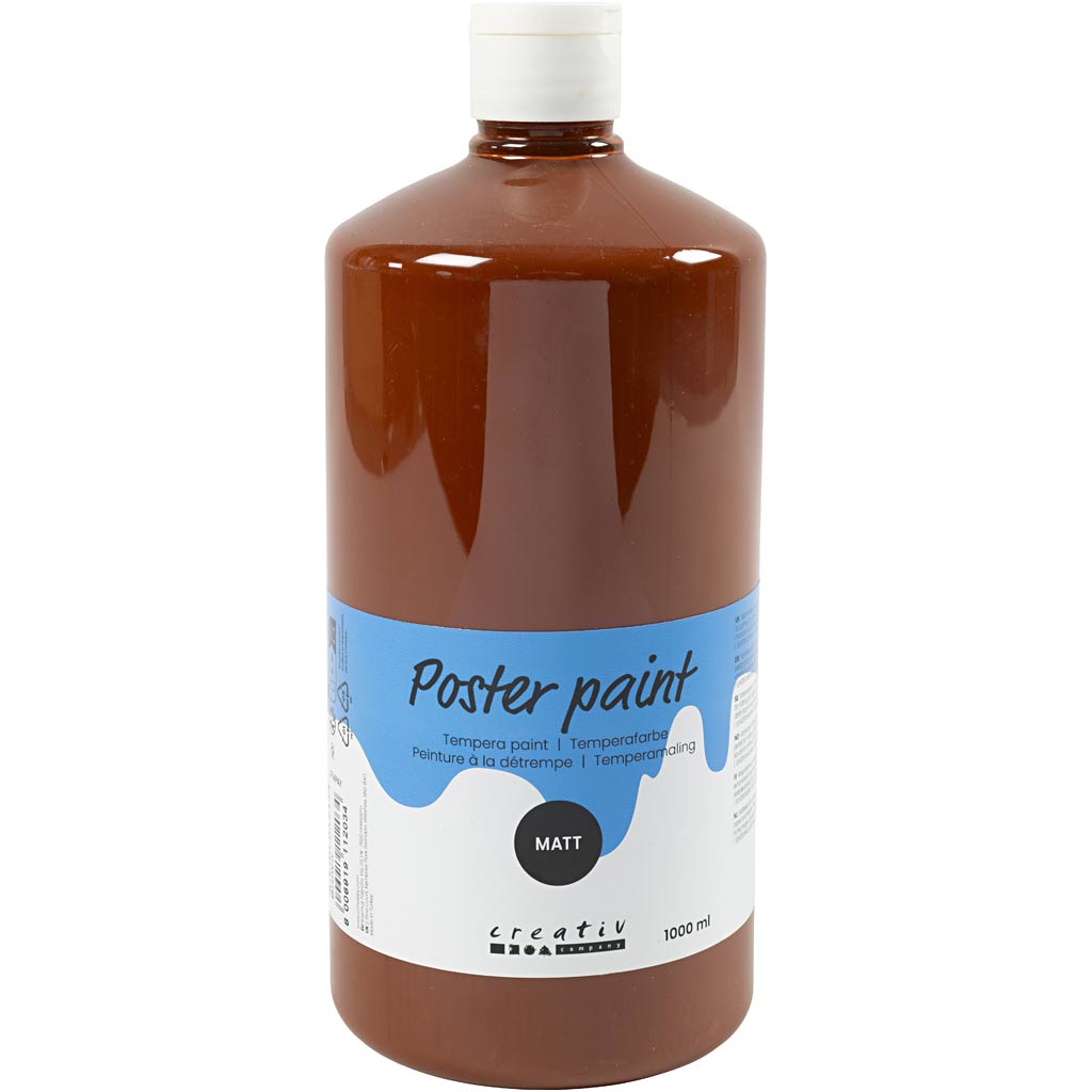 Creativ company tempera verf mat, bruin, 1000 ml 1 fles