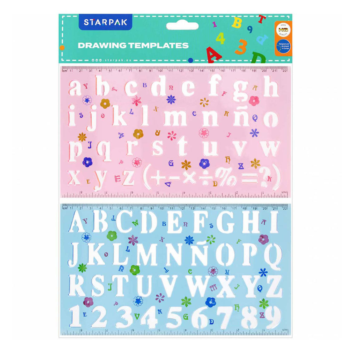 Plastic tekensjabloon cijfers letters