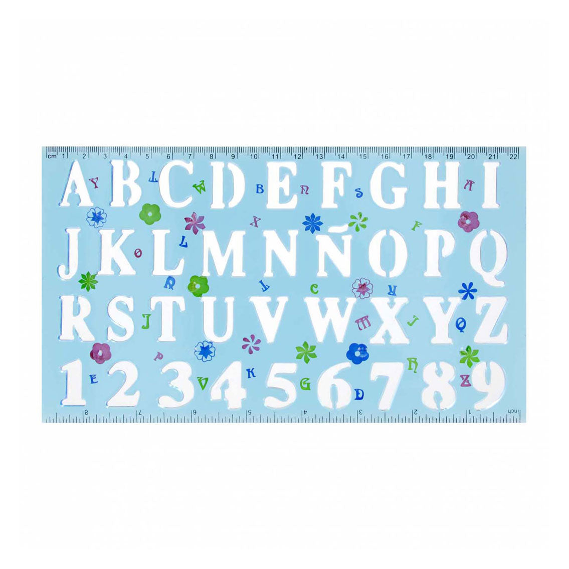 Plastic tekensjabloon cijfers letters