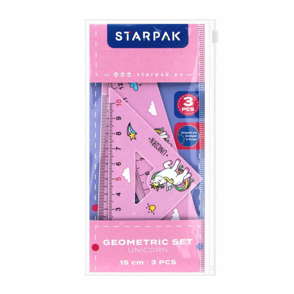 Geometrische set eenhoorn 15cm, 5st.