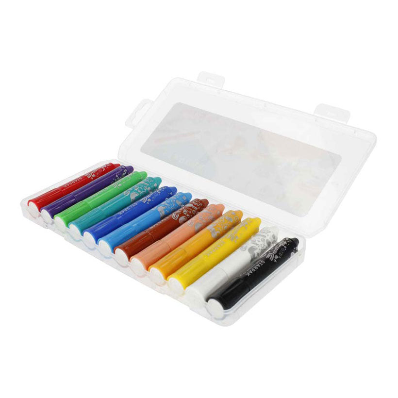 Draaibare zijdezachte krijtjes, 12 kleuren