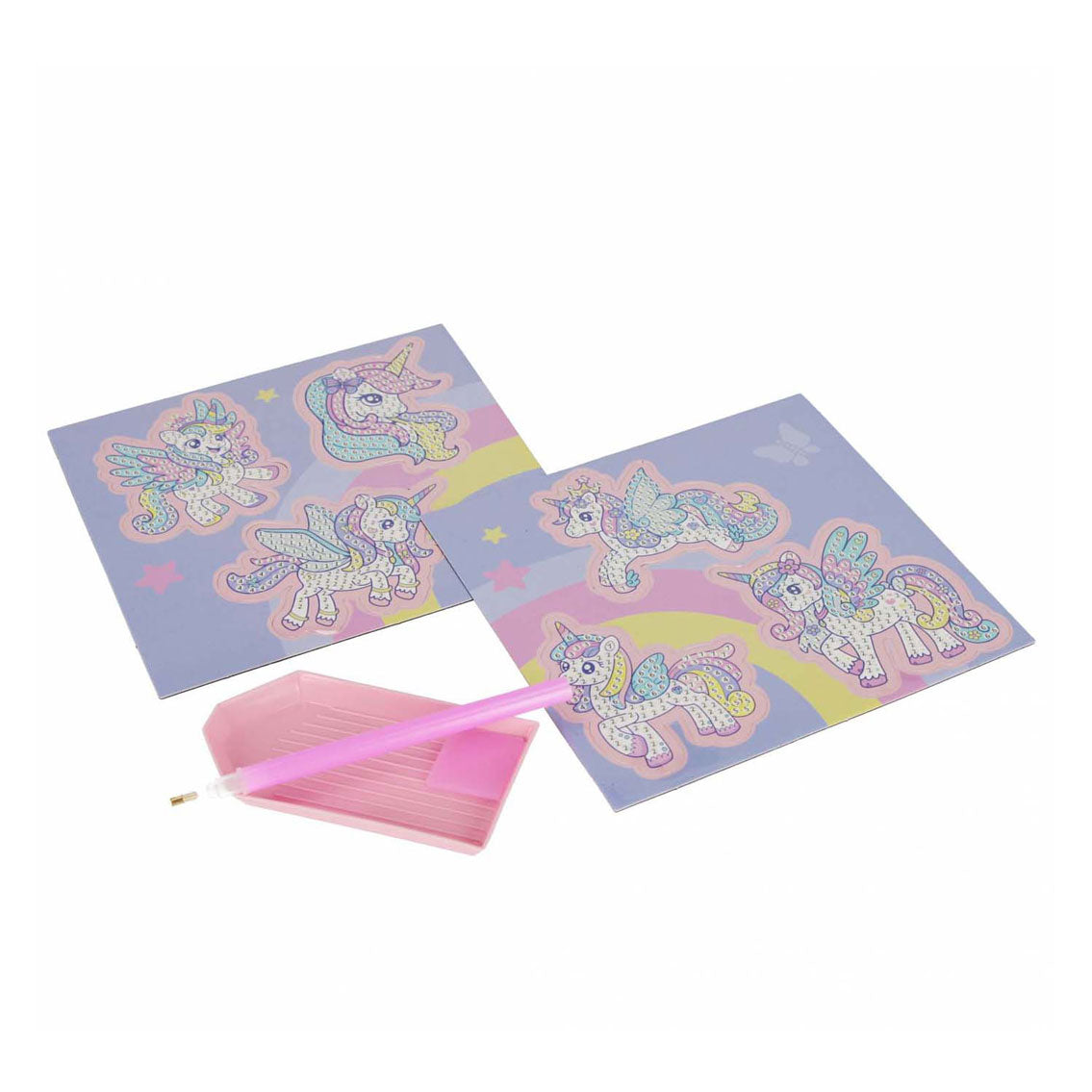 Creatieve set diamantmozaïek eenhoorn, 6dlg.
