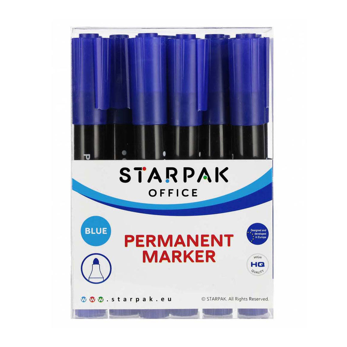 Permanent stift rond blauw, 12st.