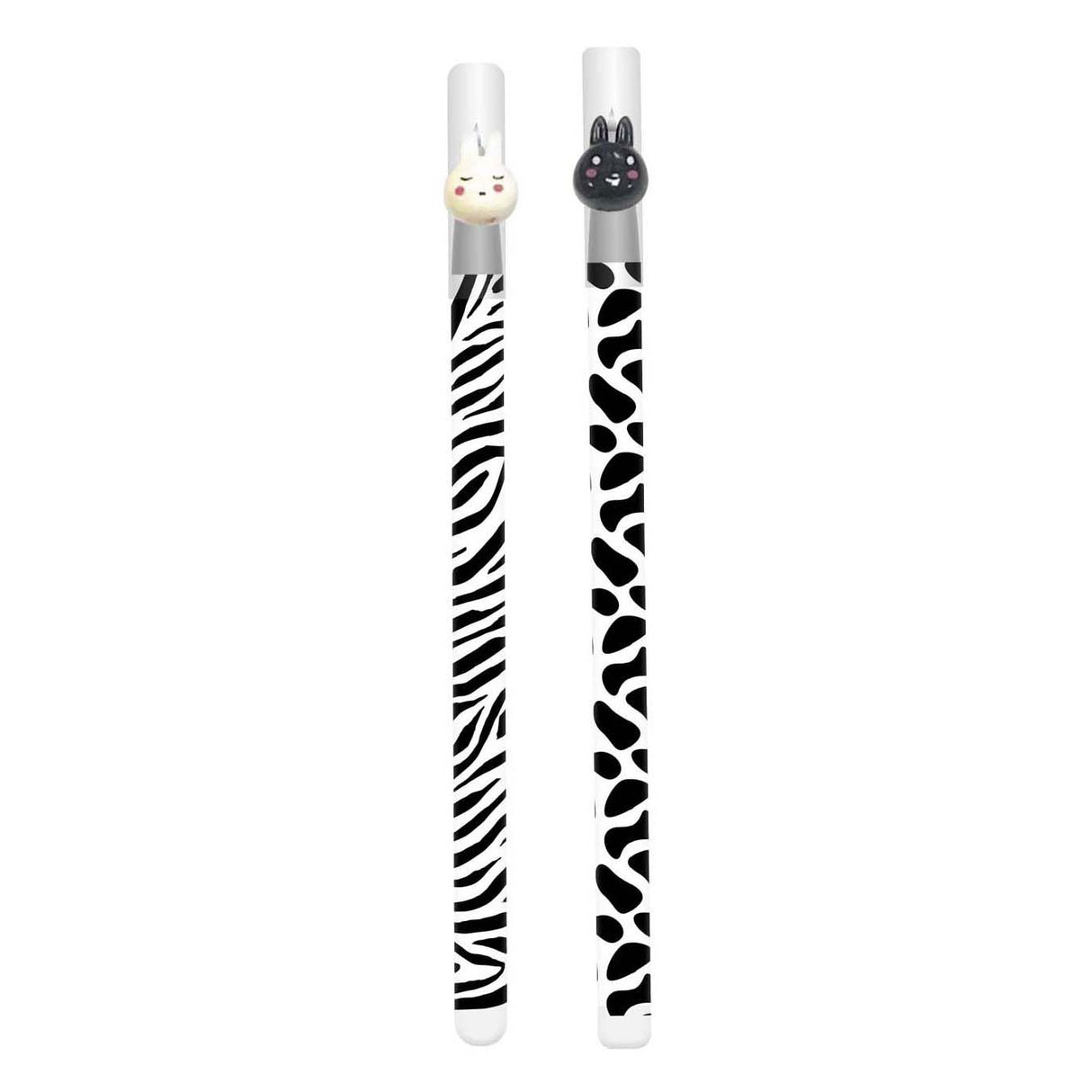 Erasable gel pen white and black print