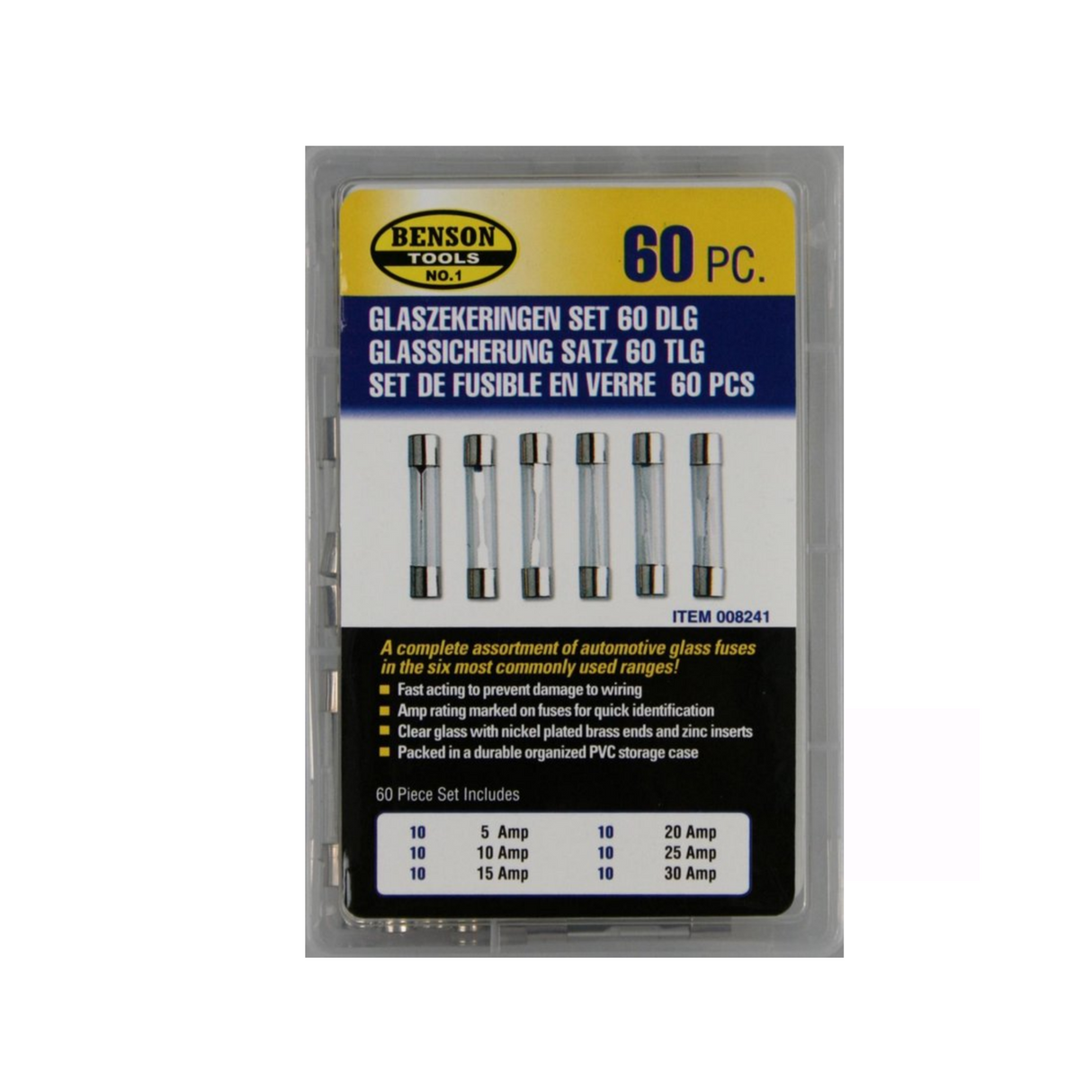Glaszekingen 32mm, range 60 pieces in storage box