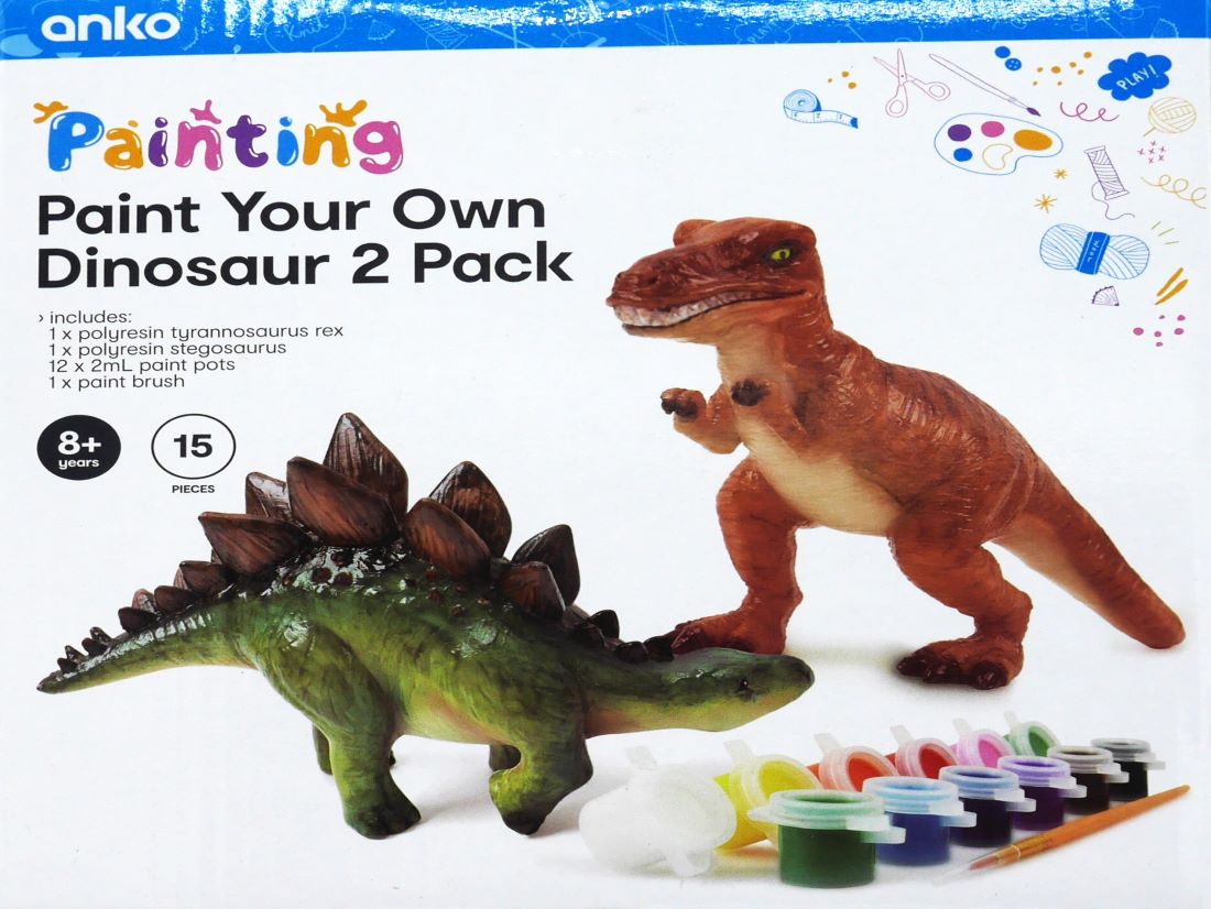 2 Dinosaurier zum Malerei Tyrannosaurus Rex und Stegosaurus