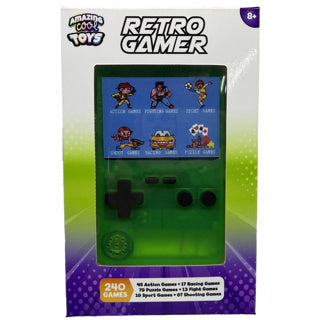 Amazing cool arcade game console with color screen 7 cm transparent green