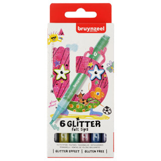 Bruynzeel Kids Glitter felt -tip pens, 6st.