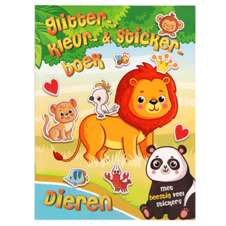 Glitter, Faarf an Sticker Buch- Déieren