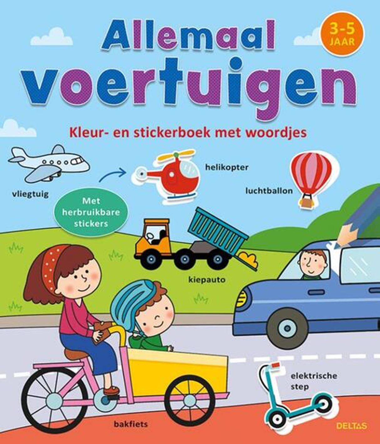 Deltas coloring and sticker book with words, all vehicles (3-5)