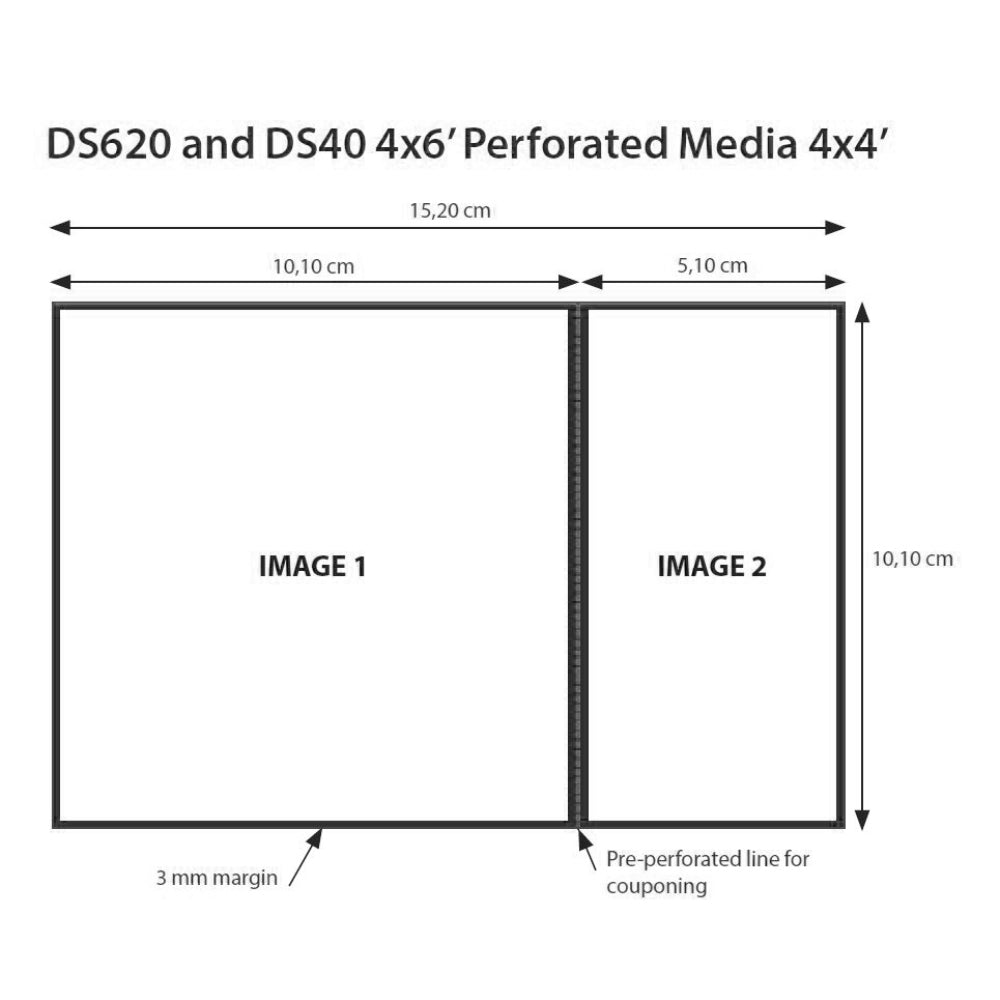 DNP Paper 2 Roll � 400 St. 10x15 rei'itetty 10x10 cm: llä DS620: lle