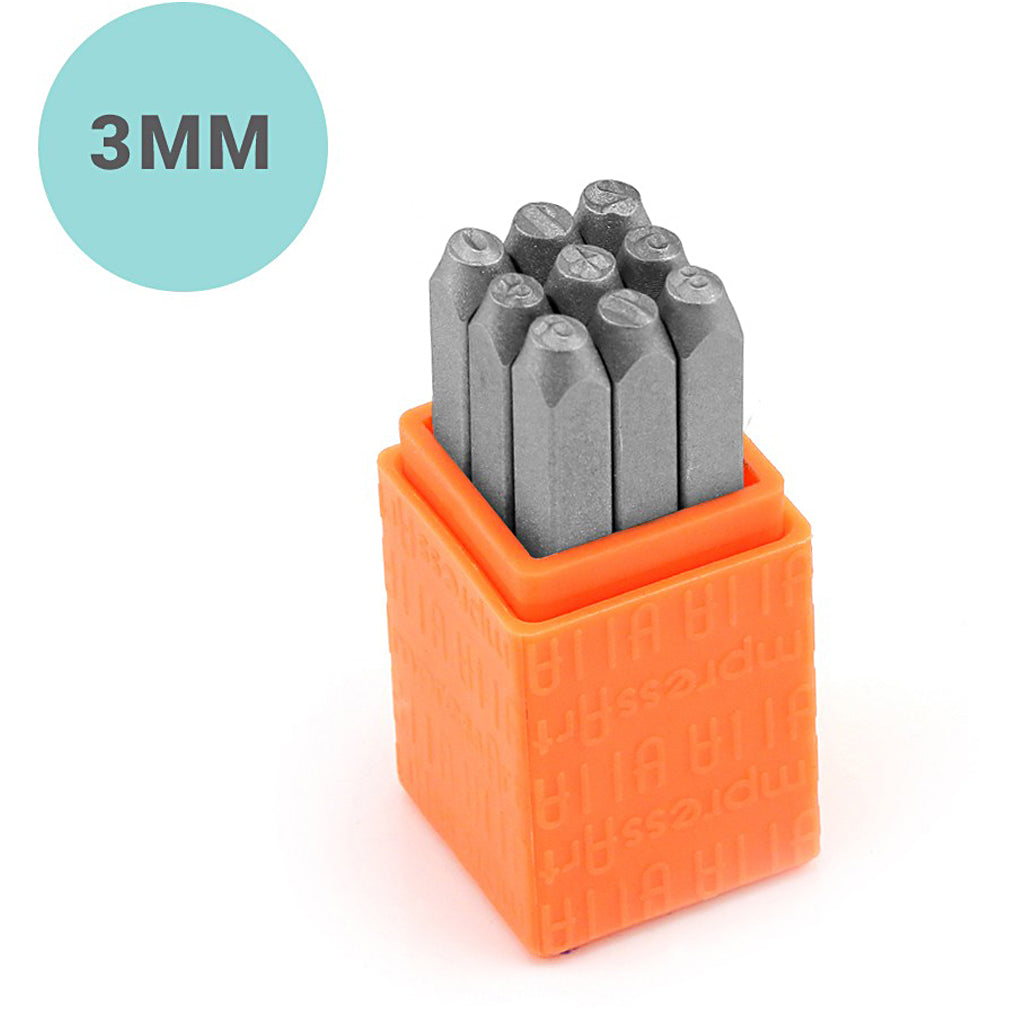 Impressart embossing stamps, font: sans serif, size 3 mm, 9 pieces 1 set