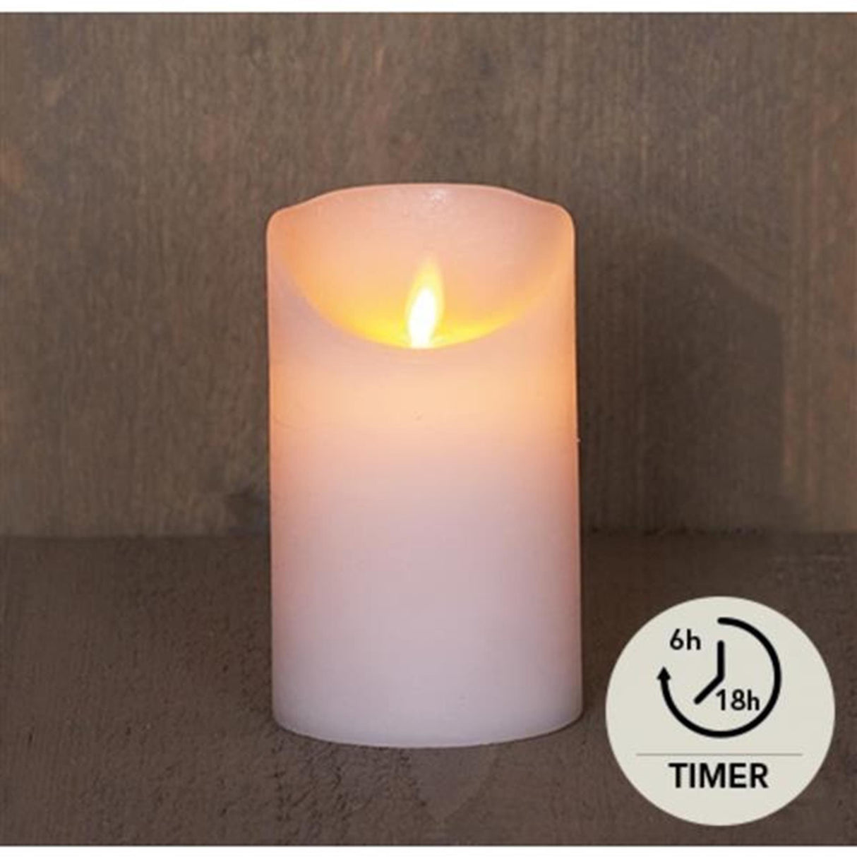 Annas kolleksjon led rustikk søylelys hvit 7,5x12,5cm