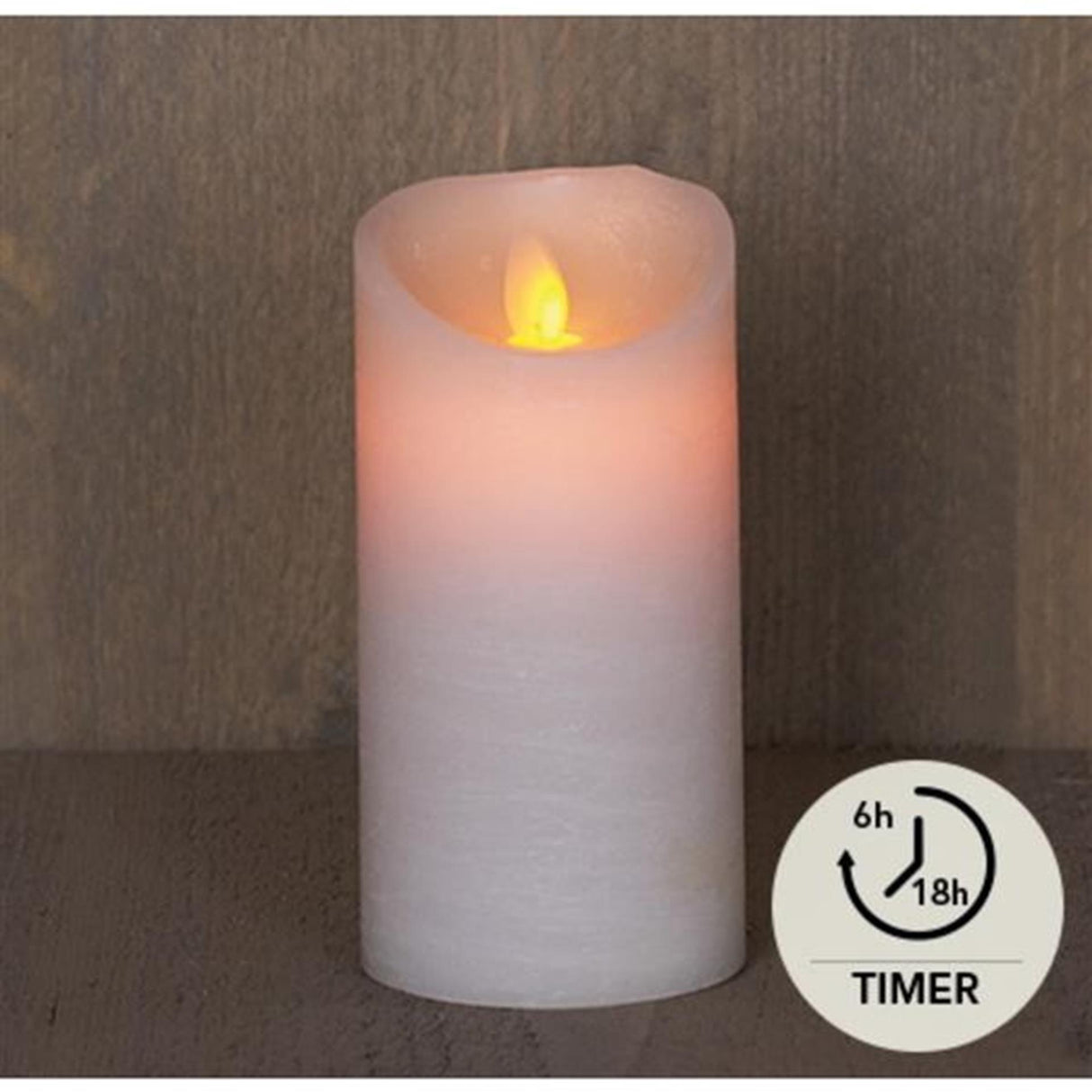 Annas kolleksjon led rustikk søylelys hvit 7,5x15cm