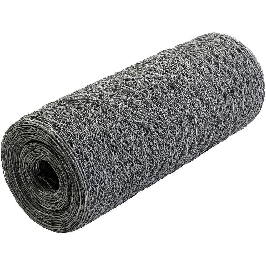 Chicken wire, w: 30 cm, hole size 1.6 cm, thickness 0.7 mm, 30 m 1 roll