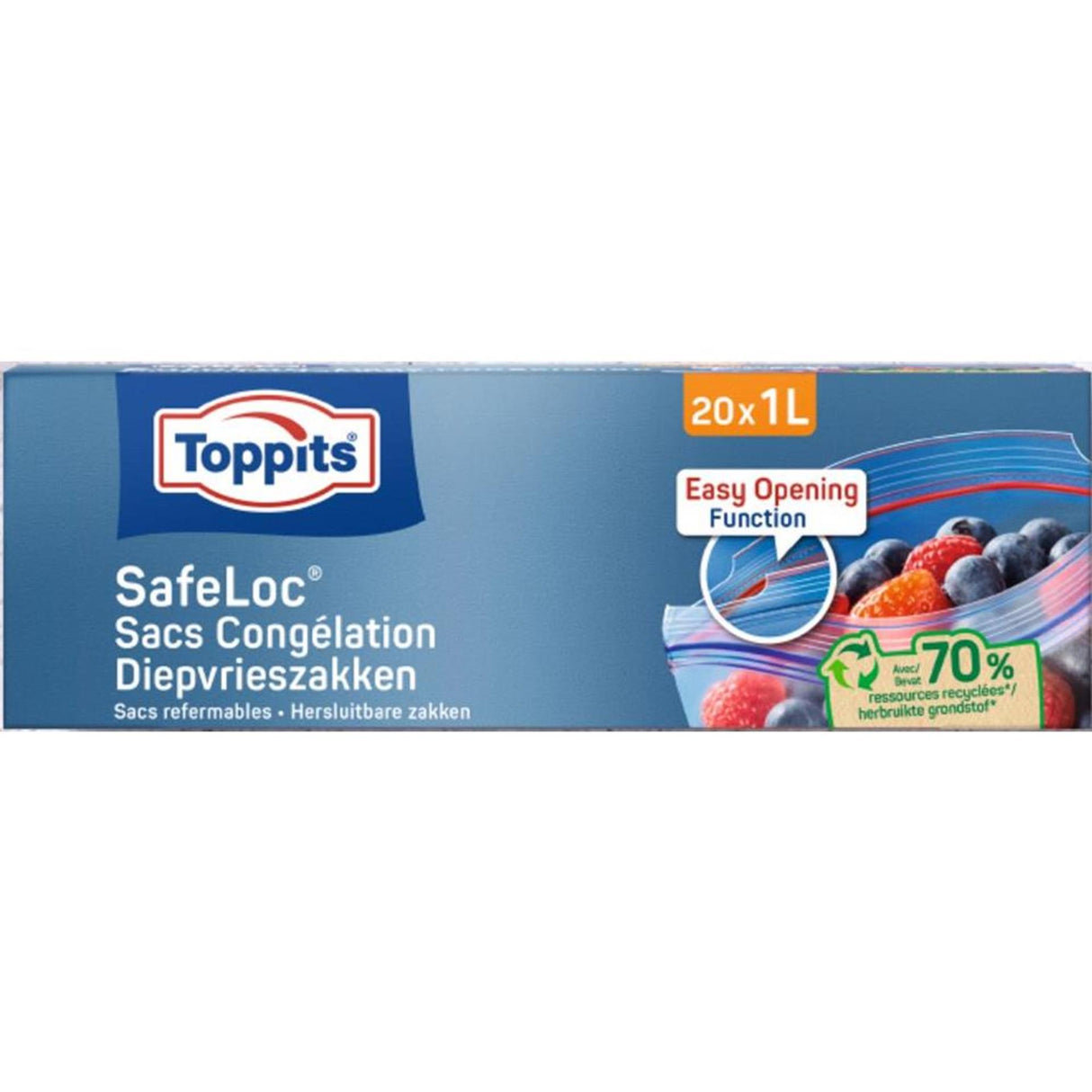 Sacchetti congelatore con cerniera Toppits Safeloc 1l 20 pezzi
