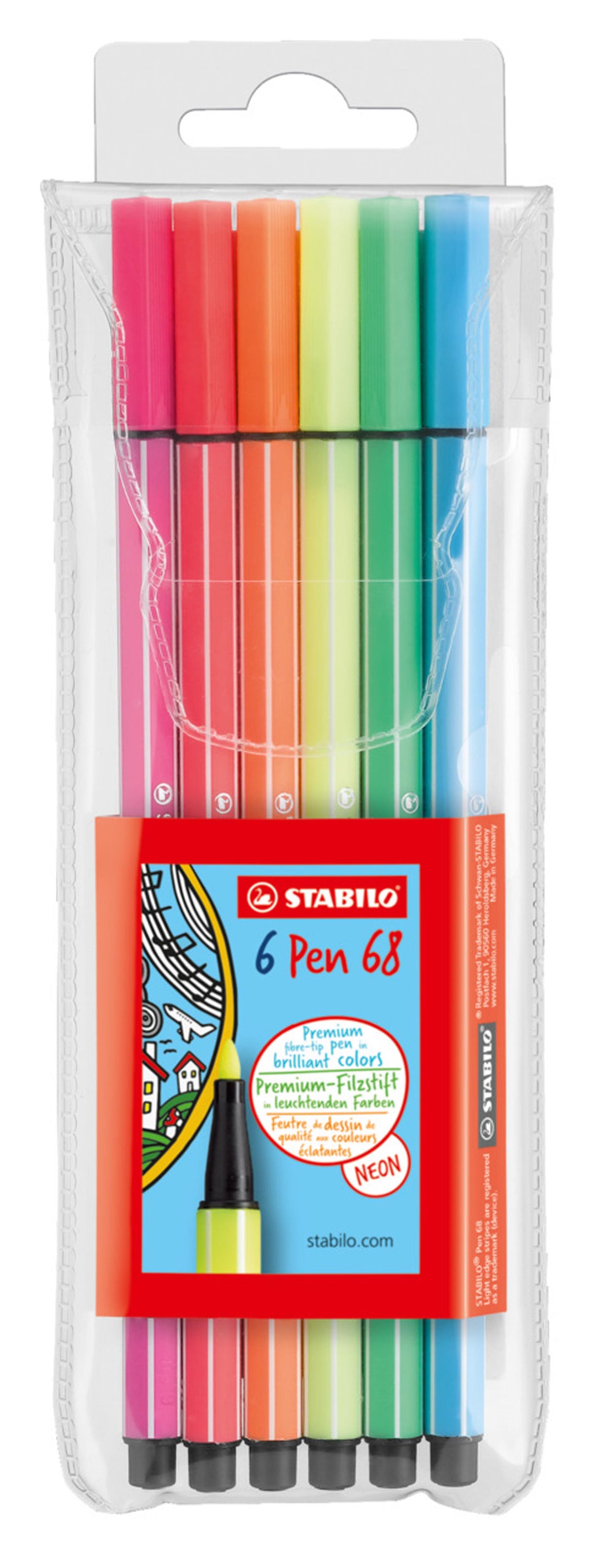 STABILO Pen 68 - 6 Fluorescent Colors