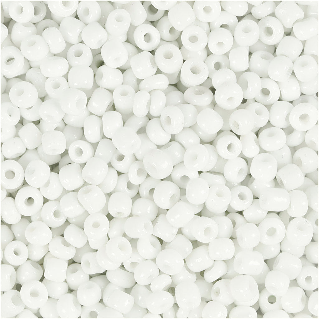 Creativ company rocailles, d 3 mm, afm 8 0, gatgrootte 0,6-1,0 mm, wit, 25 gr 1 doos
