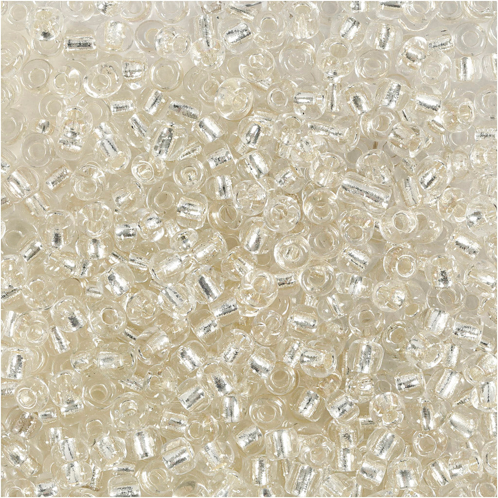 Creativ company rocailles, d 3 mm, afm 8 0, gatgrootte 0,6-1,0 mm, zilver, 25 gr 1 doos
