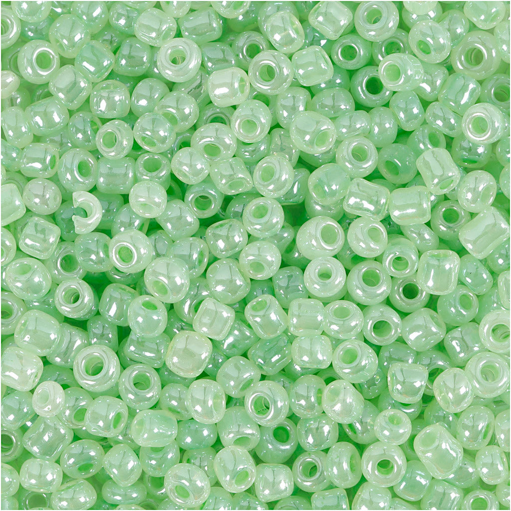 Creativ company rocailles, d 3 mm, size 8 0, hole size 0.6-1.0 mm, light green, 25 gr 1 box