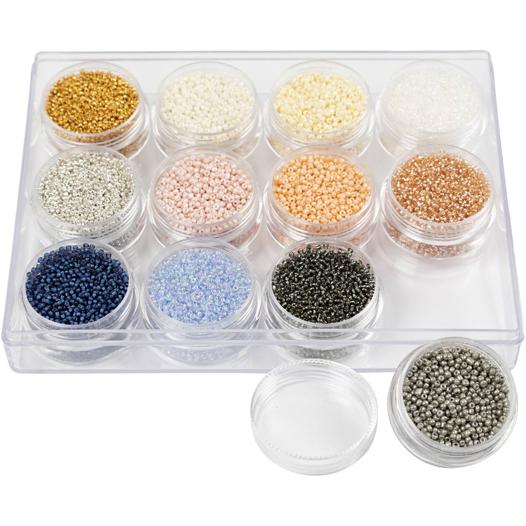 Creativ Company Rocailles Perles en verre rondes 1,7 mm Couleurs pastel, 12x17 grammes