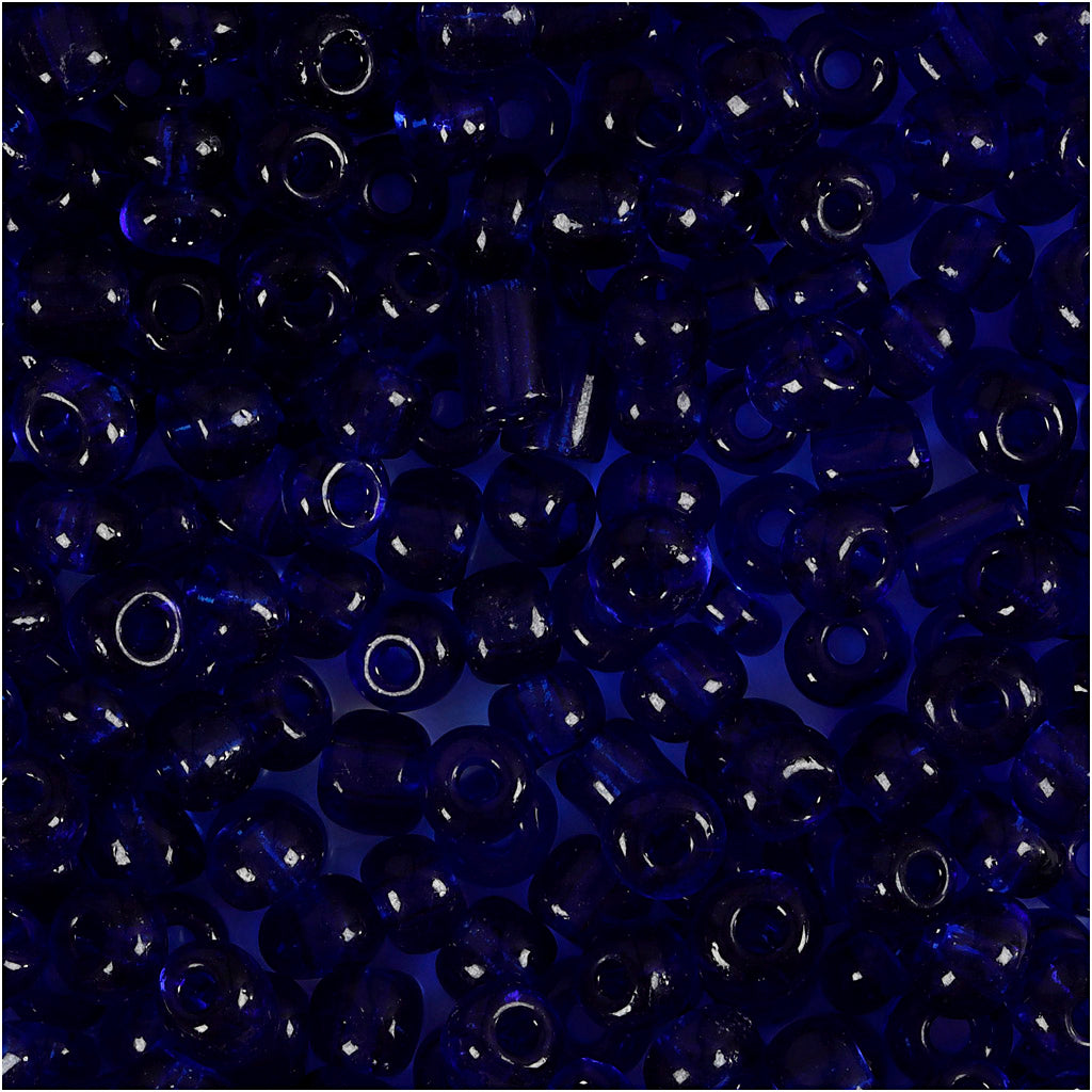 Creativ company rocailles, d 4 mm, afm 6 0, gatgrootte 0,9-1,2 mm, kobalt blauw, 25 gr 1 doos