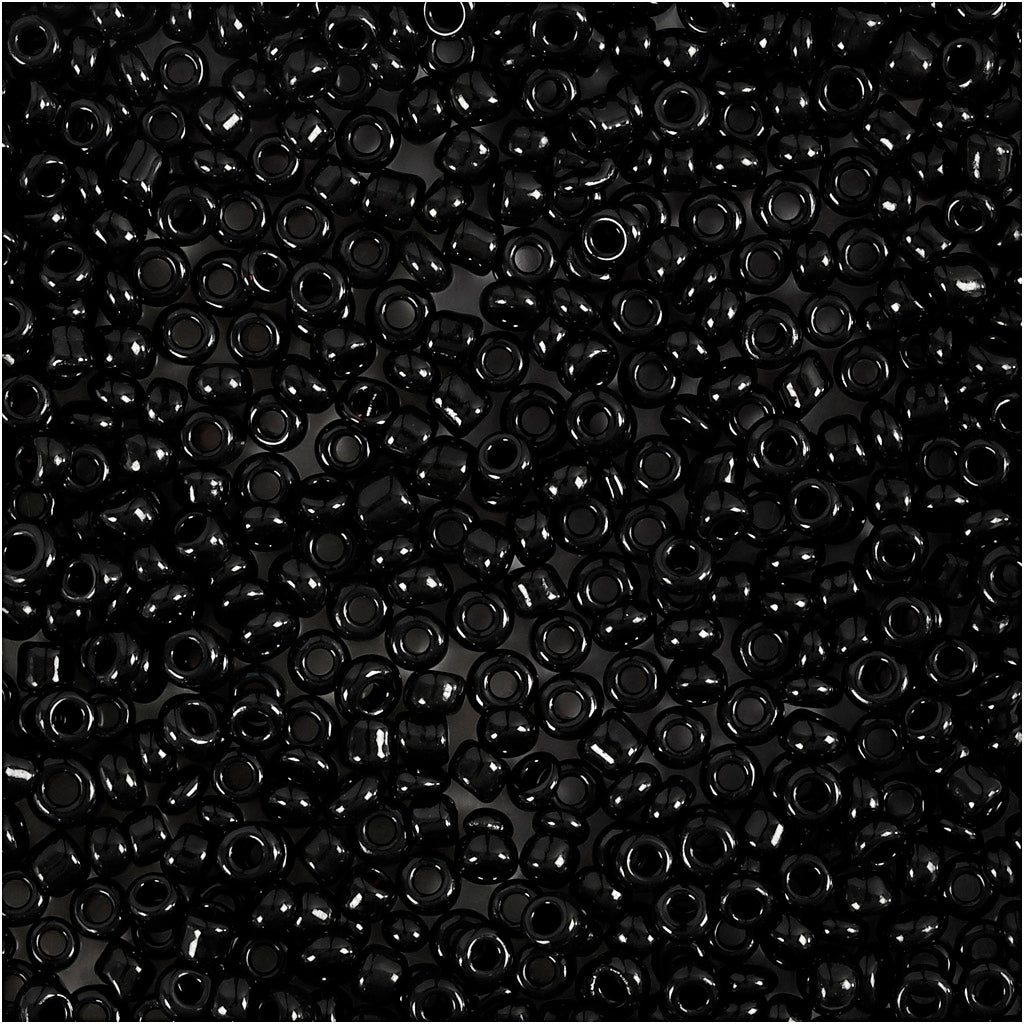 Creativ company rocailles, d 2 mm, size 12 0, hole size 0.8 mm, black, 25 gr 1 box