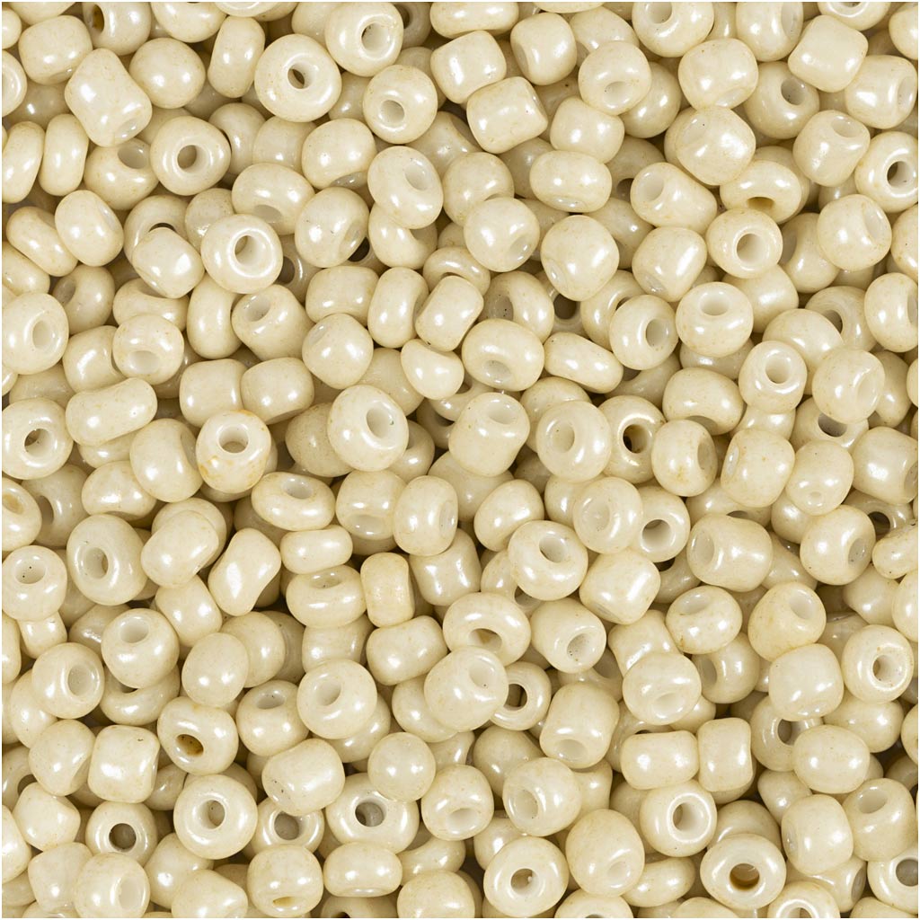 Creativ company rocailles, d 3 mm, afm 8 0, gatgrootte 0,6-1,0 mm, off white, 25 gr 1 doos