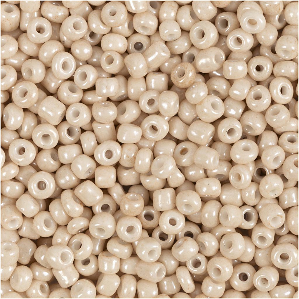 Creativ company rocailles, d 3 mm, afm 8 0, gatgrootte 0,6-1,0 mm, beige, 25 gr 1 doos