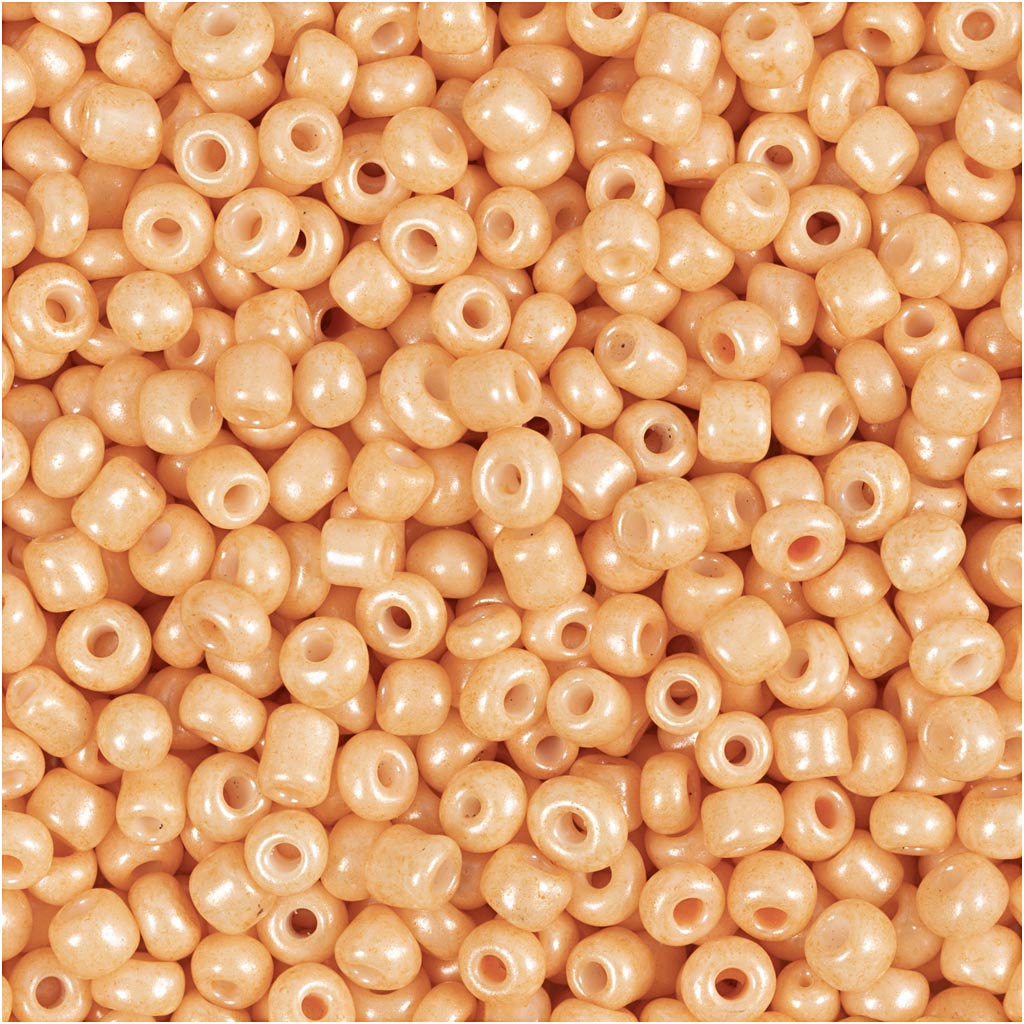 Creativ company rocailles, d 3 mm, afm 8 0, gatgrootte 0,6-1,0 mm, peach, 25 gr 1 doos