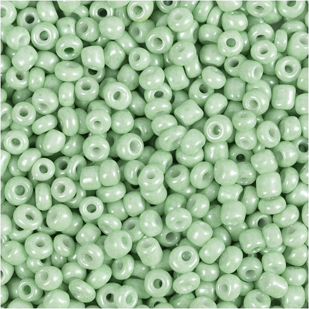 Creativ company rocailles, d 3 mm, afm 8 0, gatgrootte 0,6-1,0 mm, lichtgroen, 25 gr 1 doos