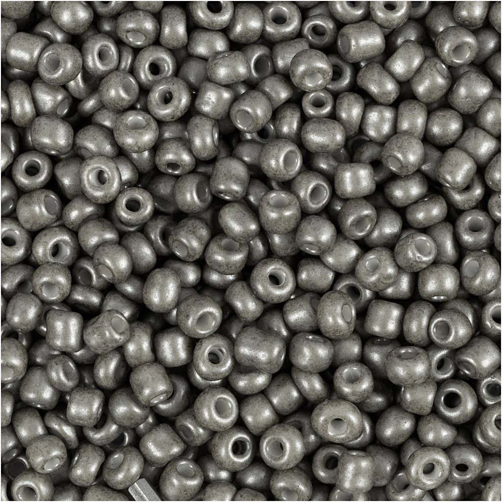 Creativ company rocailles, d 3 mm, afm 8 0, gatgrootte 0,6-1,0 mm, grijs, 25 gr 1 doos