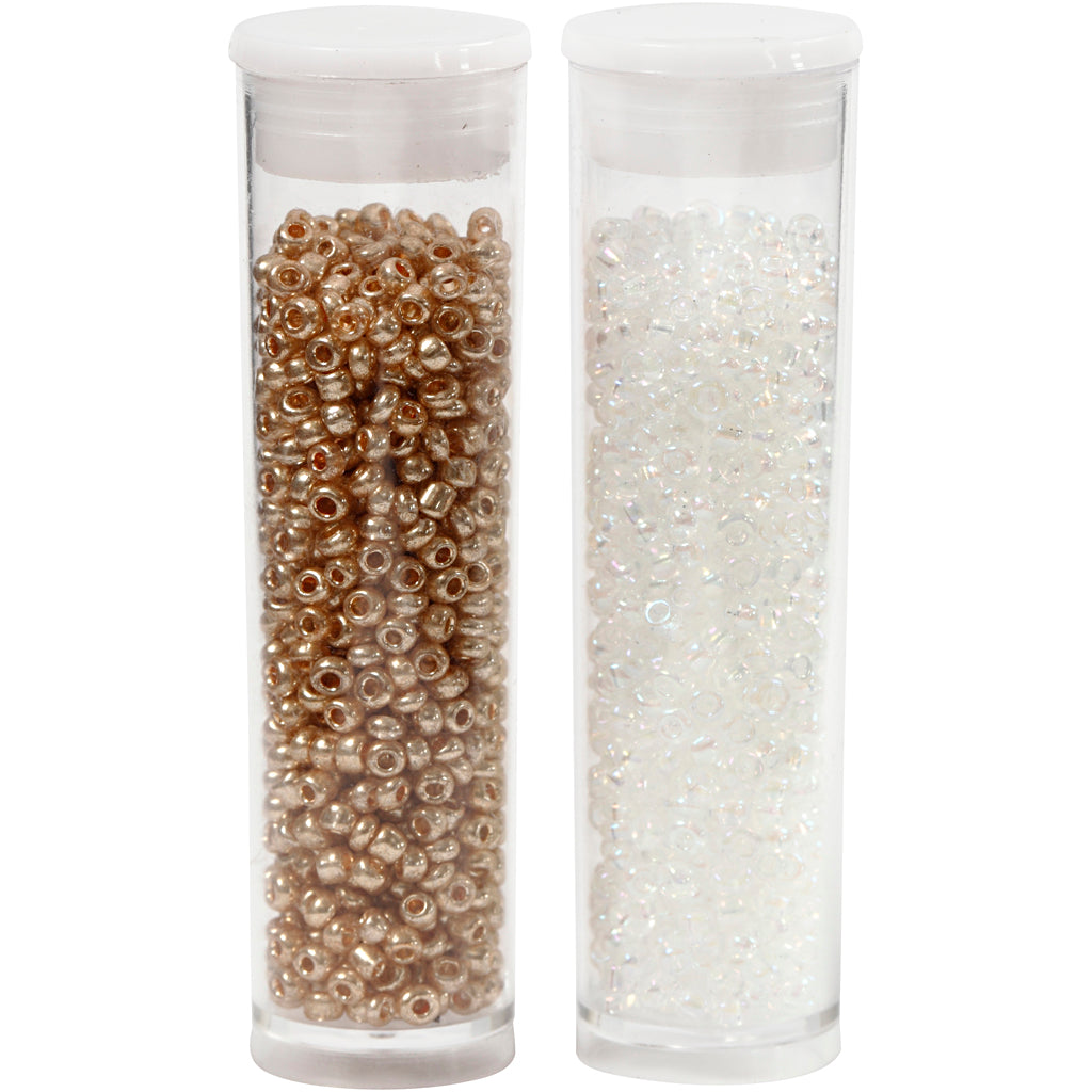 Creativ company seed beads, d 1.7 mm, size 15 0, hole size 0.5-0.8 mm, white, 2x7 g 1 box