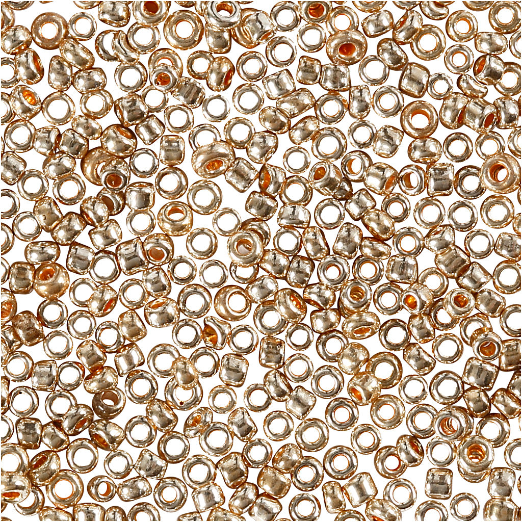 Creativ company rocailles, d 1.7 mm, size 15 0, hole size 0.5-0.8 mm, rose gold, 25 gr 1 box