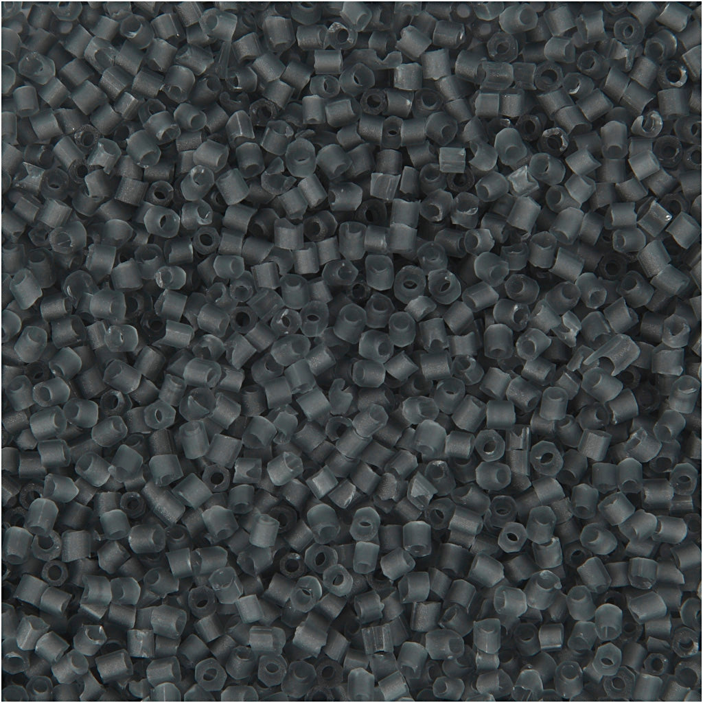 Creativ company rocailles 2-cut, d 1.7 mm, size 15 0, hole size 0.5 mm, transparent gray, 25 gr 1 box