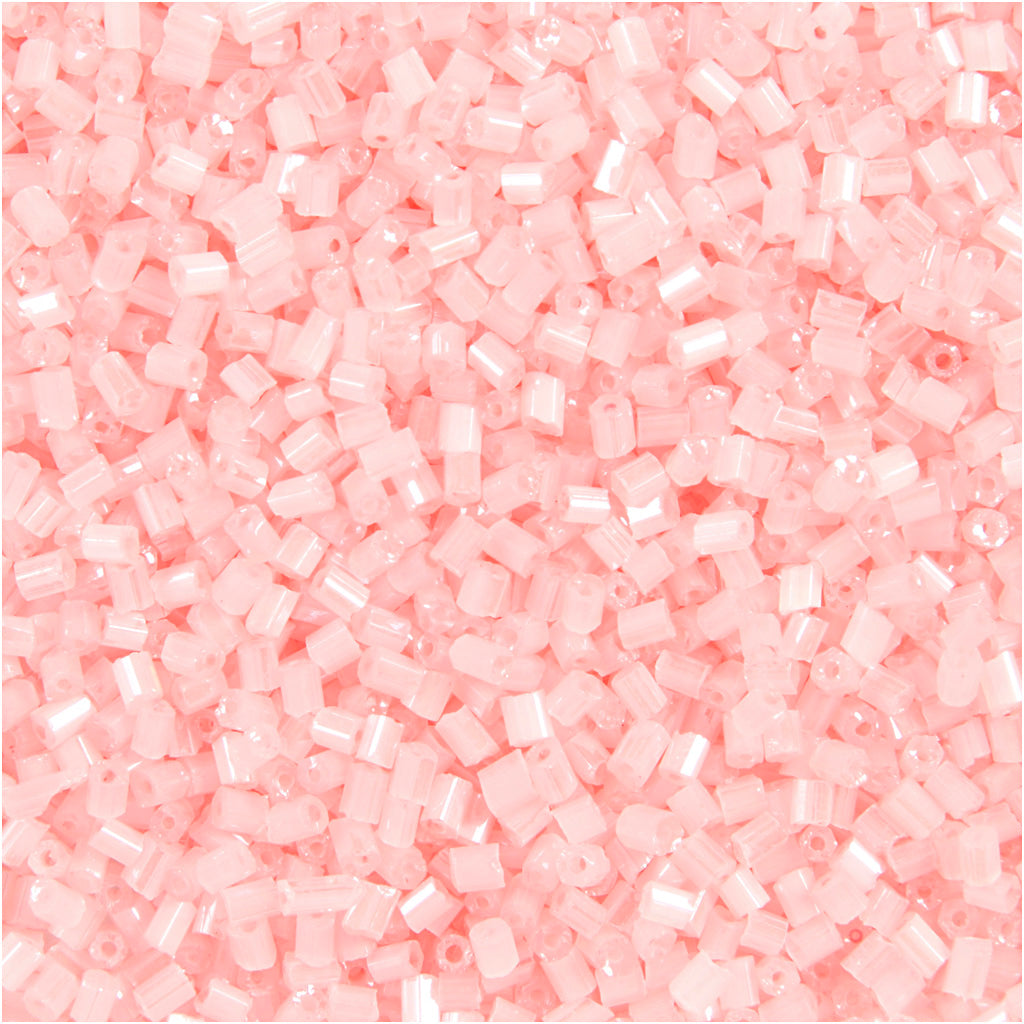 Creativ company rocailles 2-cut, d 1.7 mm, size 15 0, hole size 0.5 mm, transparent pink, 25 gr 1 box