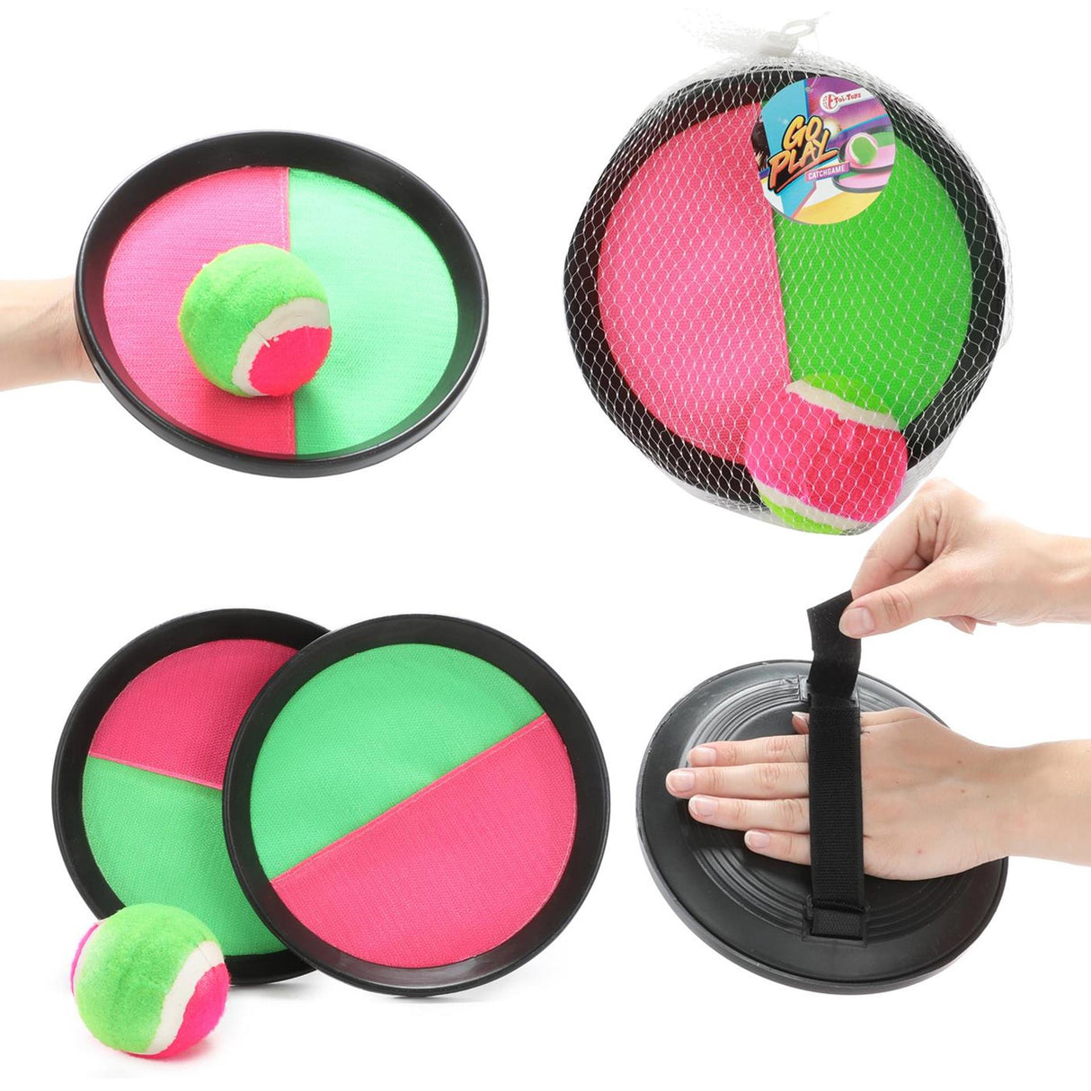 Toi-toys gioco cattura palla con velcro, 3 pezzi.