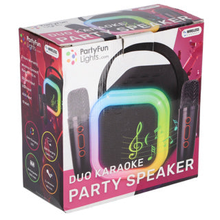 Karaoke duo set 2 micro's + speaker 13x8x14 cm
