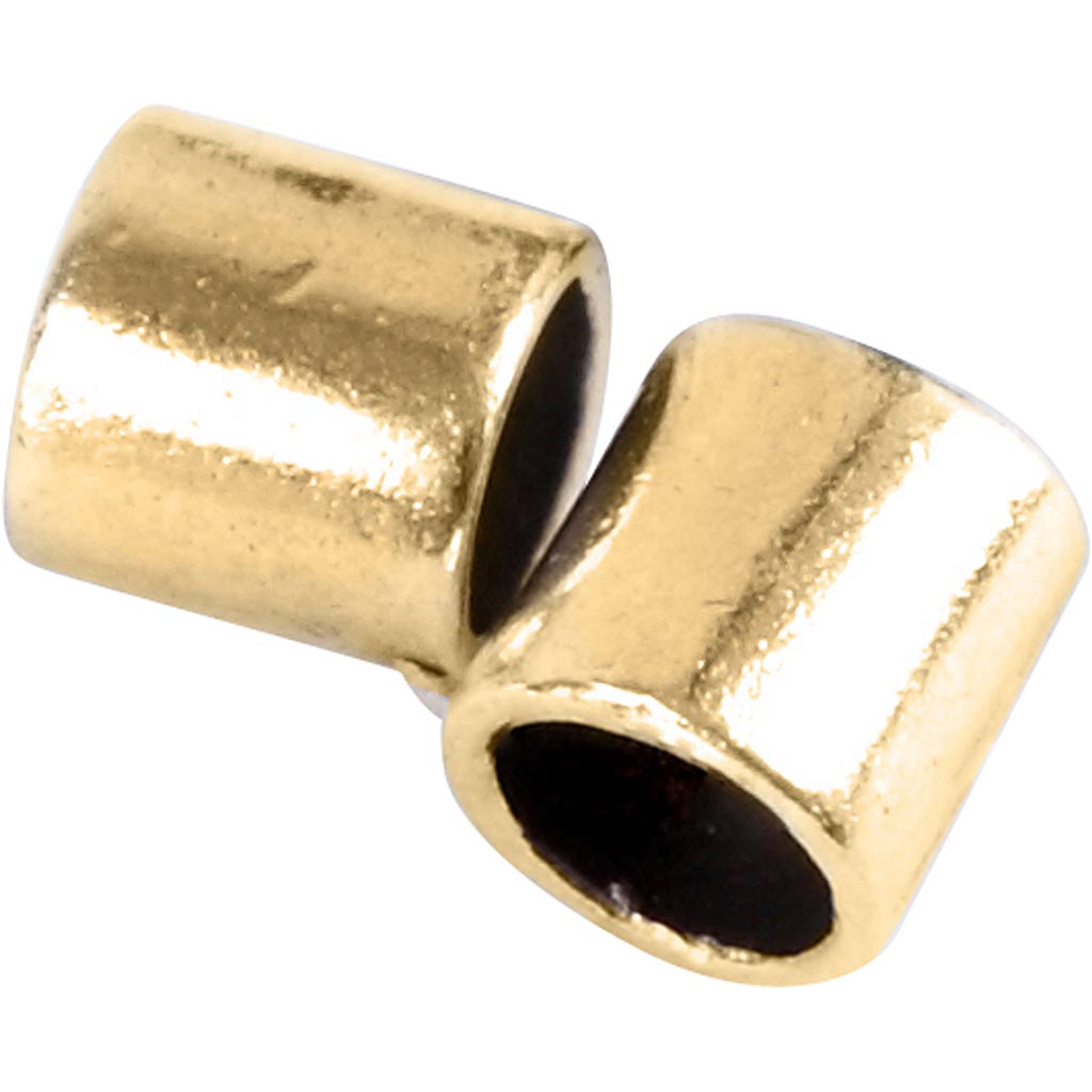 Creativ company crimp beads tube, size 2x2 mm, hole size 1.4 mm, gold-plated, 80 pieces in a box
