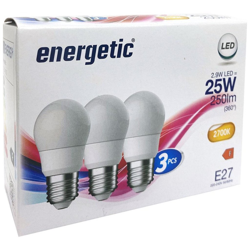 Energetic LED bulbs spherical E27 25W matt white 3 pieces