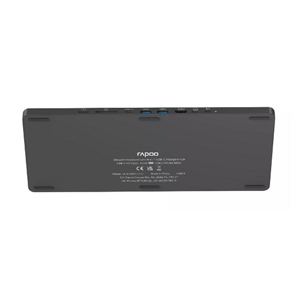 Rapoo uck-6001 ultraslim keyboard 8in1 usb-c multiport hub zwart